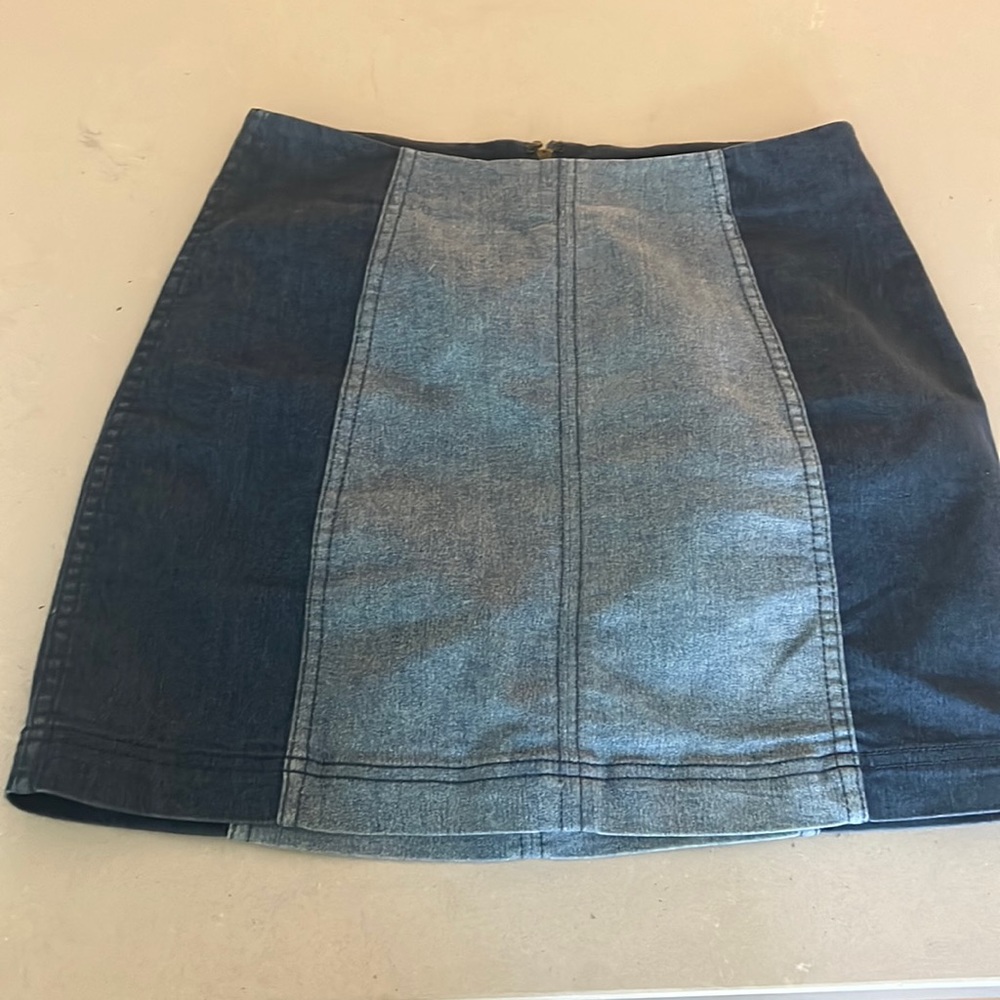 Free People Denim Paneled Mini Skirt